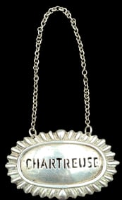 Vintage Sterling Silver Chartreuse Liquor Bottle Tag