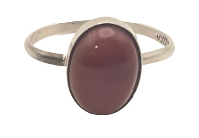 Vintage Handmade European 835 Silver & Red Carnelian Adjustable Ring