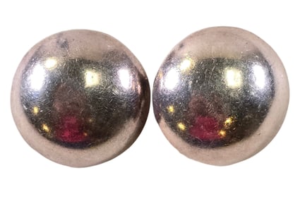 Pair of Vintage Domed Sterling Silver Stud Earrings