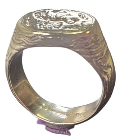 Very Unusual Antique European 900 Silver Primitive Design Ring