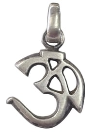 Unusual Vintage Buddhist Sterling Silver "OM" Spiritual Symbol Pendant