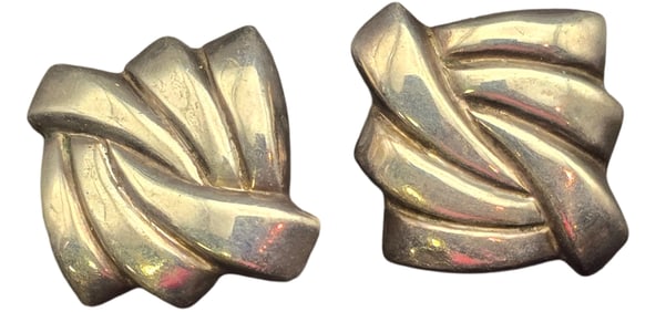 Stylish Vintage 1980s Sterling Silver "DG" Signed Designer Earrings