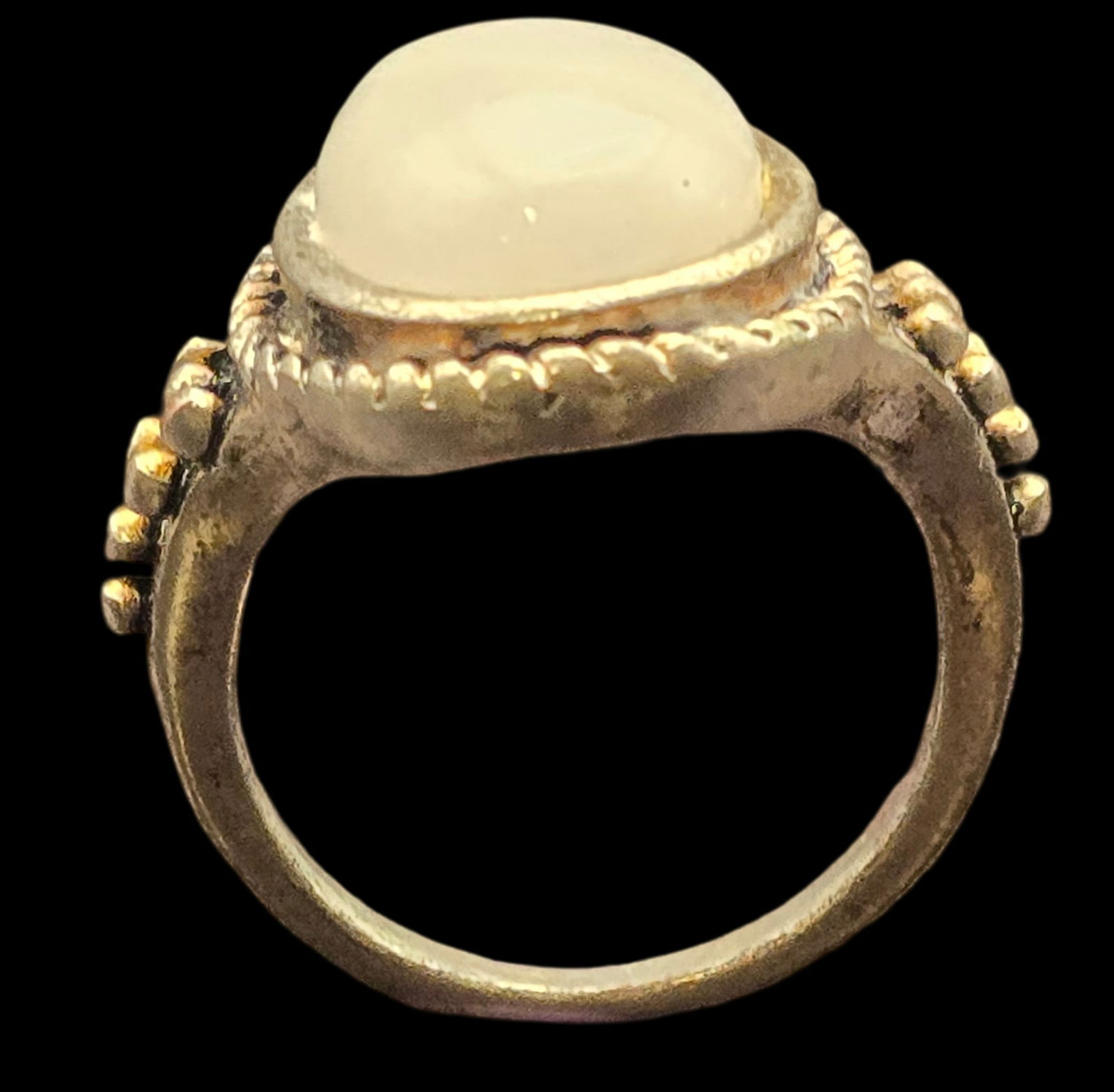 Vintage ca. 1940s Sterling Silver & White Gemstone Ring (1 of 5)