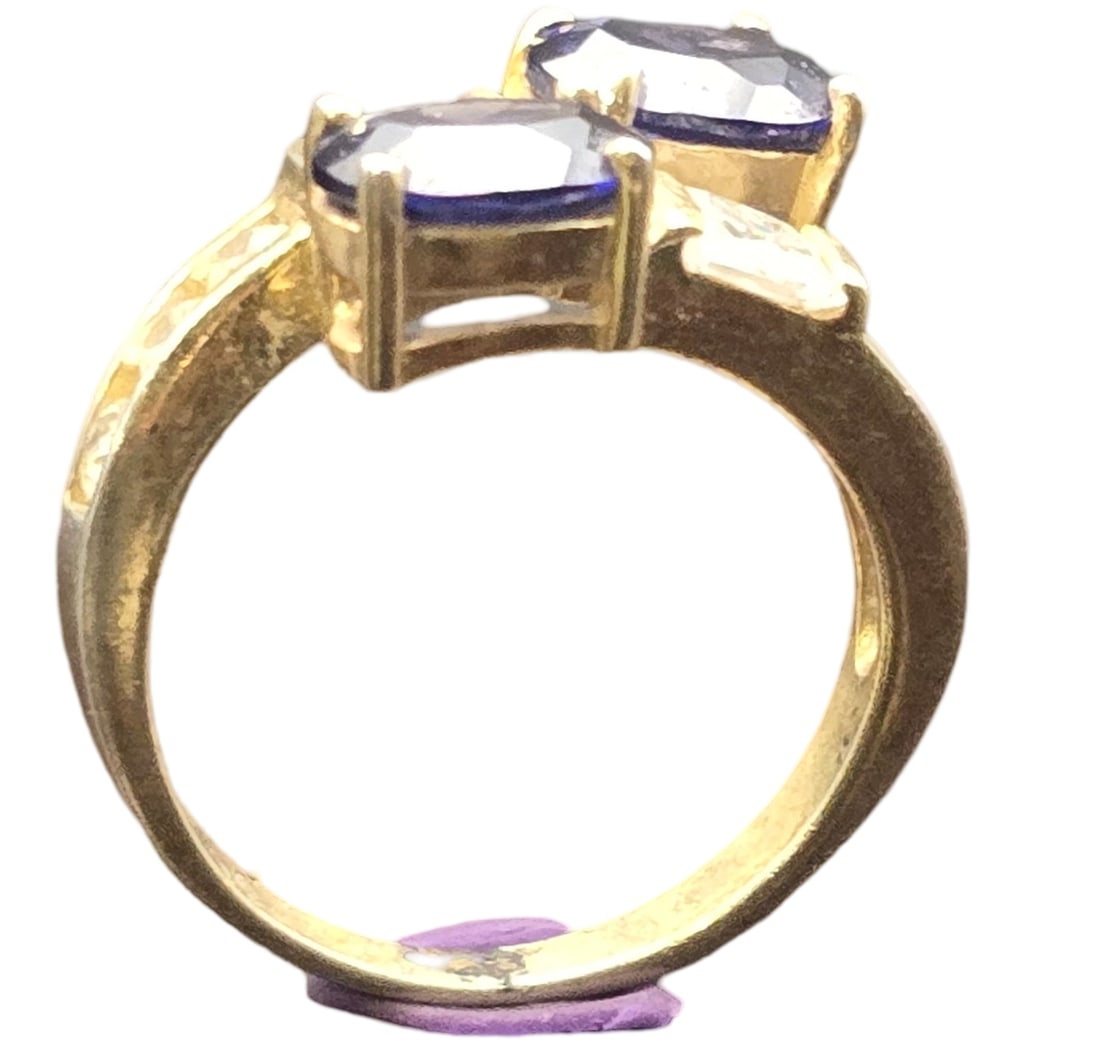 Vintage Gilt Sterling Silver & Rhinestone Ring: The ring is a size 7 and weighs ca. 4.8 grams. Very good vintage condition with minor wear and patina according to age. Marked. SHIPPING: We ship in-house and charge a flat fee of $12 for any order of