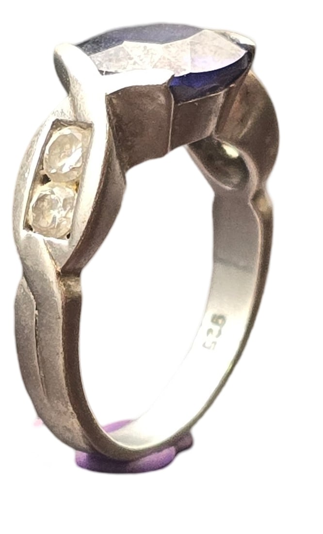 Vintage Sterling Silver & Rhinestone Ring: The ring is a size 7 and weighs ca. 5 grams. Very good vintage condition with minor wear and patina according to age. Marked. SHIPPING: We ship in-house and charge a flat fee of $12 for any order of 1