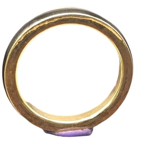 Unusual Vintage Gilt Sterling Silver & Black Enamel Band Ring