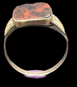 Unusual Vintage Sterling Silver Ring /w Bloodstone