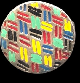 Very Unusual Vintage European 835 Silver & Multicolor Enamel Ring
