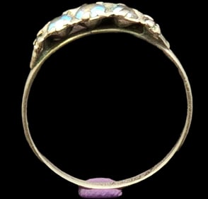 Stylish Vintage 835 Silver Ring with 3 Blue Rhinestones