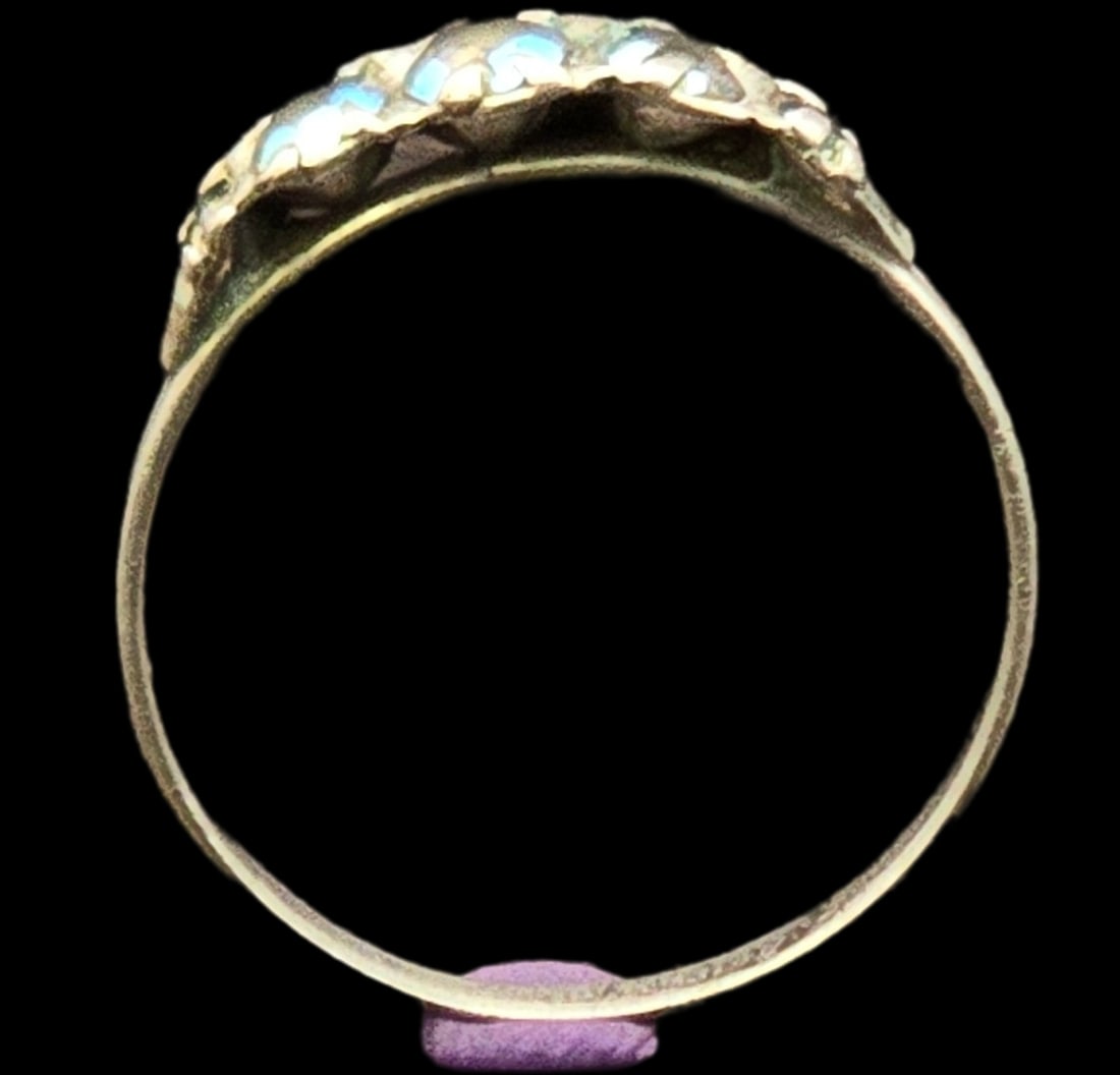 Stylish Vintage 835 Silver Ring with 3 Blue Rhinestones (1 of 5)