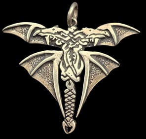 Large Detailed Sterling Silver Celtic Dragon Pendant