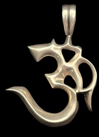 Vintage Sterling Silver Buddhist Om Symbol Pendant