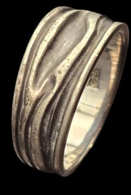 Vintage Mid-Century Modern Textured Sterling Silver Ring