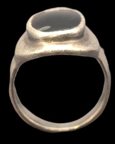 Vintage Mid-Century Sterling Silver & Black Onyx Ring