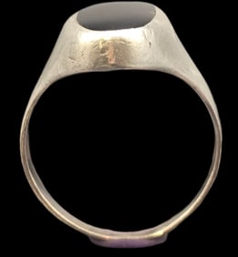 Very Unusual Mid-Century Sterling Silver & Black Onyx Ring