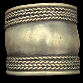 Unusual Vintage Sterling Silver Cigar Band Ring