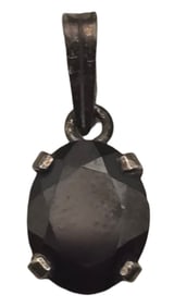 Vintage Sterling Silver & Black Gemstone Pendant