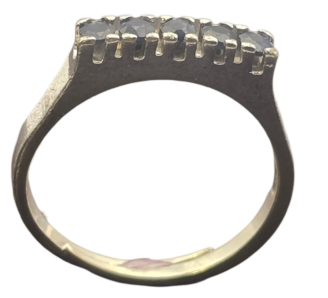 Vintage European 835 Silver & Sapphire Ring: The ring is a size 7 and weighs ca. 2.4 grams. Very good vintage condition with minor wear and patina according to age. Marked for 835 (83.5%) silver. SHIPPING: We ship in-house and charge a flat fee 