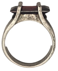 Very Unusual Vintage Sterling Silver & Garnet Ring