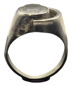 Vintage Mid-Century Modern Sterling Silver & Rock Crystal Designer Ring