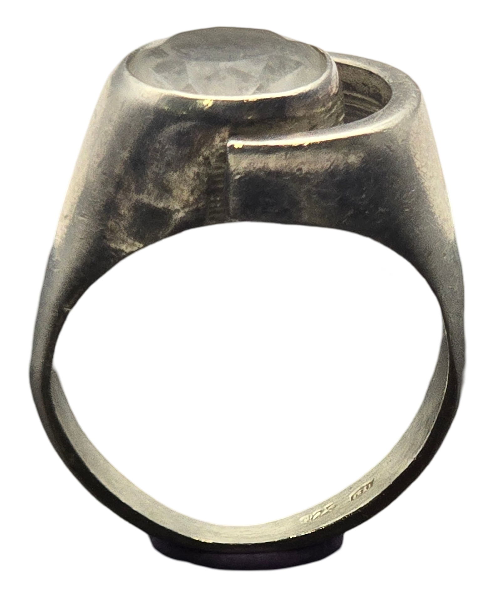 Vintage Mid-Century Modern Sterling Silver & Rock Crystal Designer Ring (1 of 4)