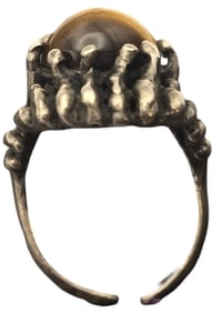 Vintage Mid-Century Modern Brutalist Sterling Silver & Tigers Eye Designer Ring