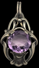 Vintage Sterling Silver & Round Cut Amethyst Pendant