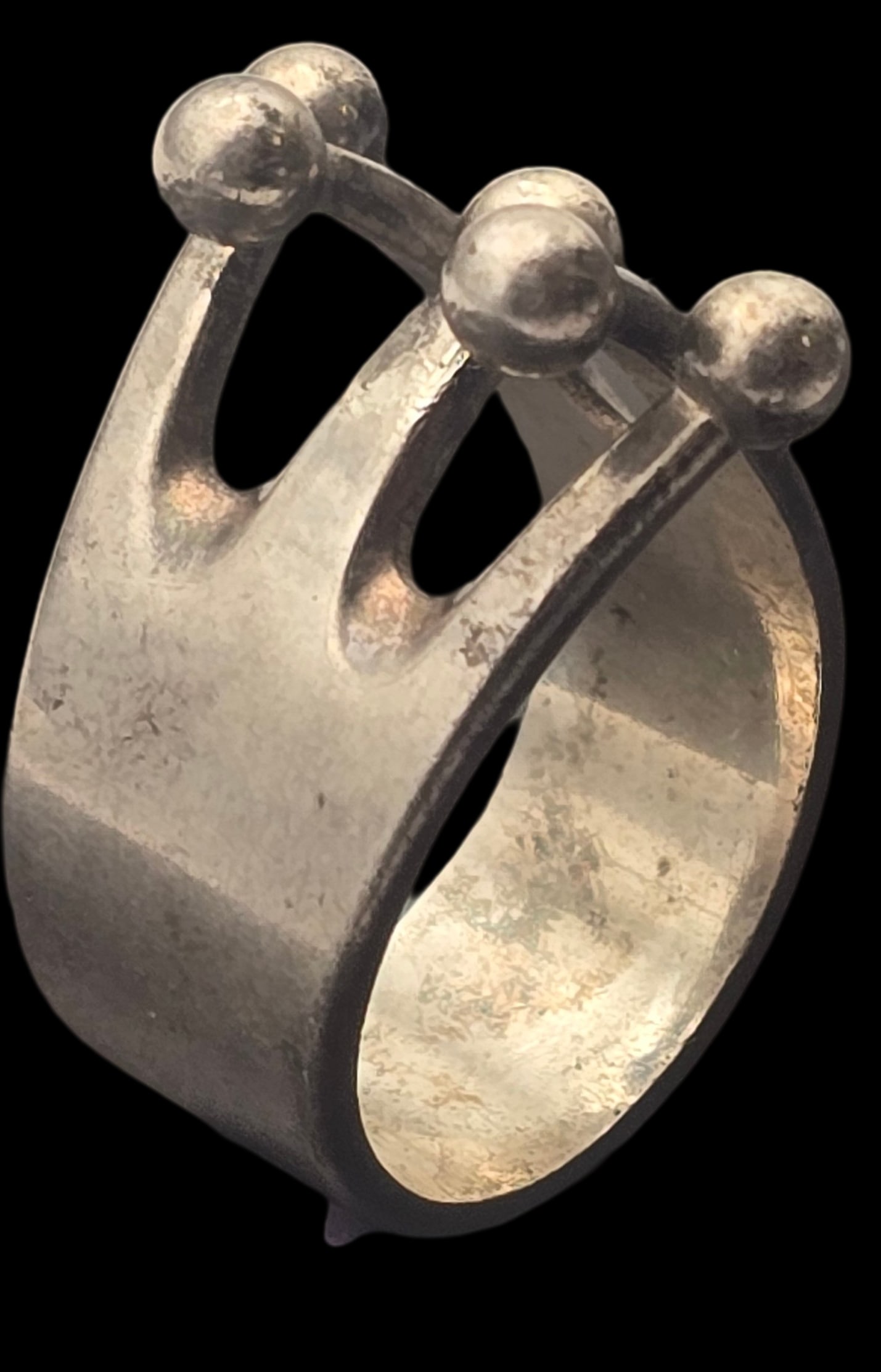 Vintage Mid-Century Modern ANNA GRETA EKER Norway Sterling Silver Jester Ring: The ring is a size 6 and weighs ca. 9.5 grams. Very good vintage condition with minor wear and patina according to age. Marked for Sterling Silver. SHIPPING: We ship in-house and charge a flat fee of 