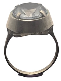 Vintage Mid-Century Modern European 835 Silver & Rock Crystal Ring