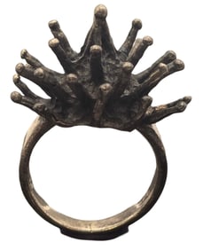 Vintage Mid-Century Modern Brutalist Sterling Silver "Hedghog" Ring