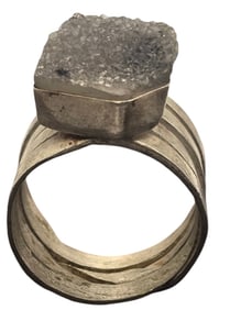 Vintage Mid-Century Sterling Silver & Natural Crystal Ring