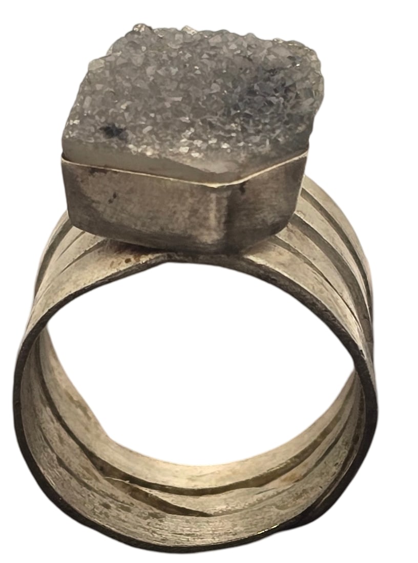 Vintage Mid-Century Sterling Silver & Natural Crystal Ring (1 of 5)