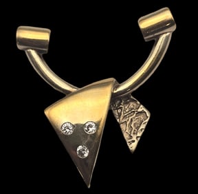 Very Unusual Mid-Century European 800 Silver & Rhinestone Slider Pendant