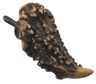 Antique Alpine European 800 Silver & Deer Antler Hunting Trophy Pendant Charm