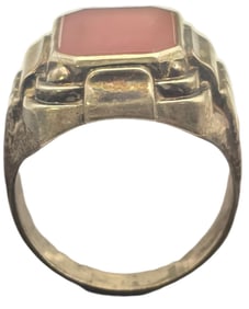 Solid Antique European 835 Silver & Carnelian Mens Ring