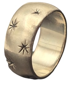 Vintage Sterling Silver Band Ring with Engraved Stars
