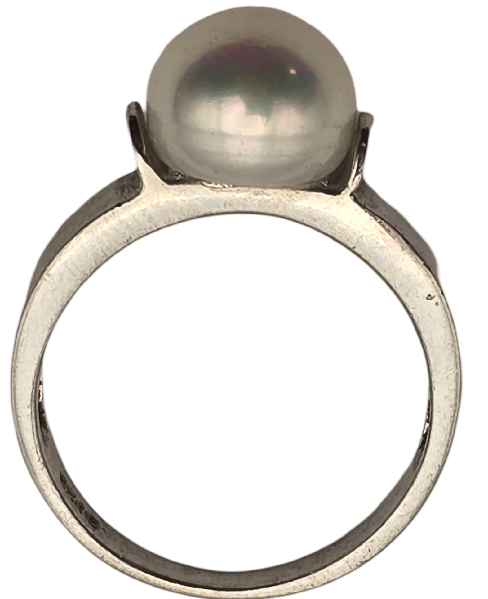 Vintage Sterling Silver & Pearl Ring: The ring is a size 6 and weighs ca. 2.9 grams. Very good vintage condition with minor wear and patina according to age. Marked for Sterling Silver. SHIPPING: We ship in-house and charge a flat fee of 