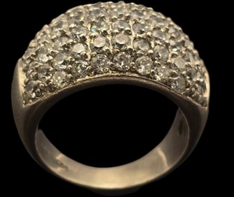 Vintage Sterling Silver & Rhinestone Cluster Ring
