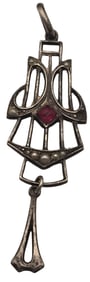 Antique European Art Nouveau 800 Silver & Gemstone Pendant