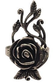 Vintage Sterling Silver Detailed Rose Design Ring