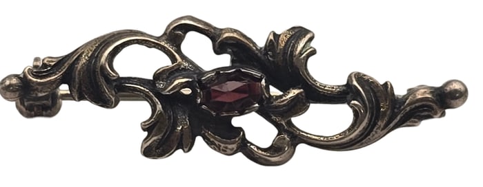 Vintage BLACHIAN ANTIK SCHMUCK Germany 835 Silver & Garnet Brooch