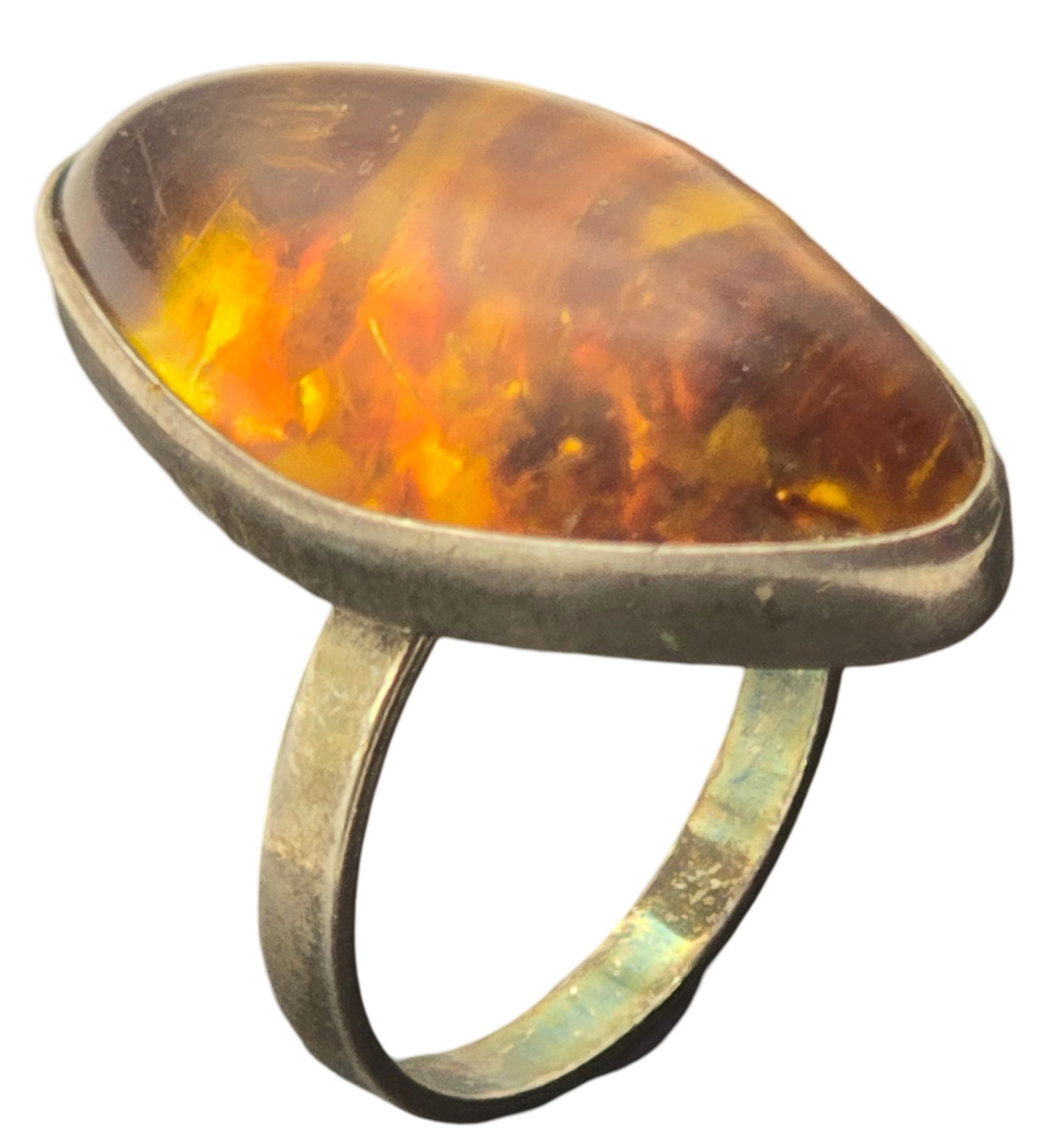 Vintage Mid-Century European 835 Silver & Baltic Amber Ring (1 of 5)