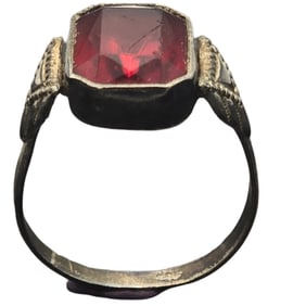Vintage 800 Silver & Red Gemstone Ring