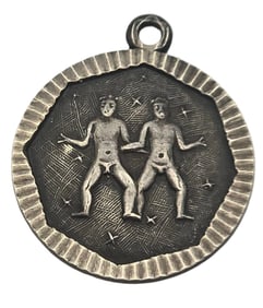 Vintage European 835 Silver Fertility or Gemini Zodiac Pendant