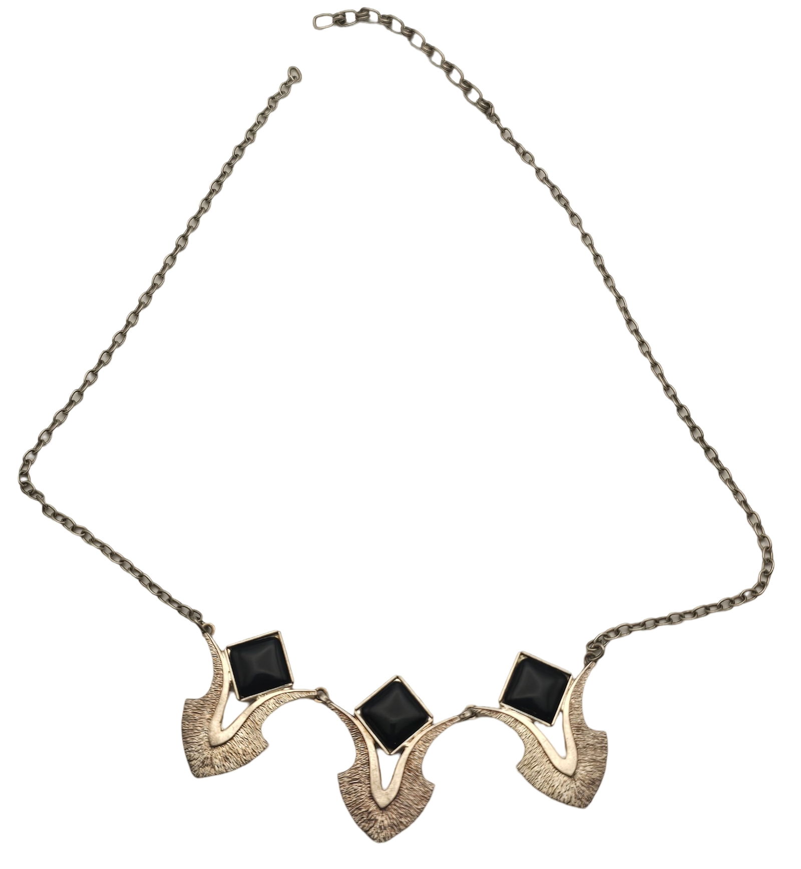 Vintage Mid-Century Modern Sterling Silver & Black Onyx Designer Necklace (1 of 3)