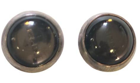 Vintage Sterling Silver & Black Onyx Stud Earrings