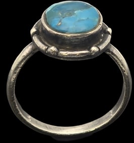 Vintage Mid-Century Sterling Silver & Blue Gemstone Ring