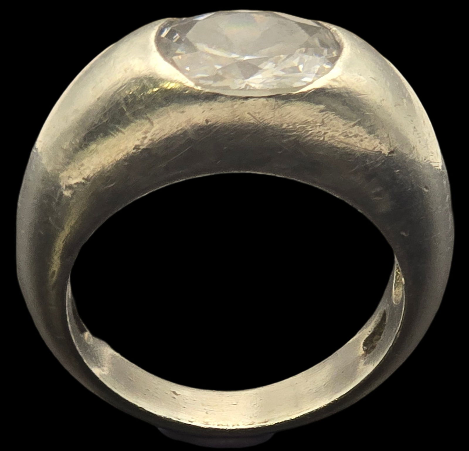 Vintage Mid-Century Sterling Silver & Rock Crystal or Rhinestone Ring (1 of 6)