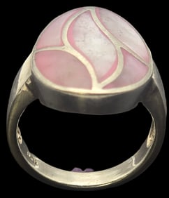 Vintage Sterling Silver & Pink Mother of Pearl Ring