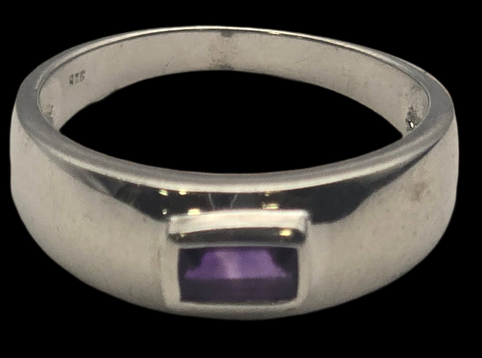 Vintage Sterling Silver & Amethyst Ring: The ring is a size 10 and weighs ca. 4.2 grams. Very good vintage condition with minor wear and patina according to age. Marked for Sterling Silver. SHIPPING: We ship in-house and charge a flat fee of